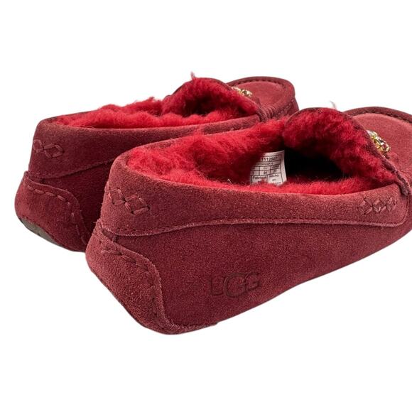 UGG Ansley Charm Gem Red Suede Leather Wool Blend Slip On Slippers 112507 - Picture 11 of 14
